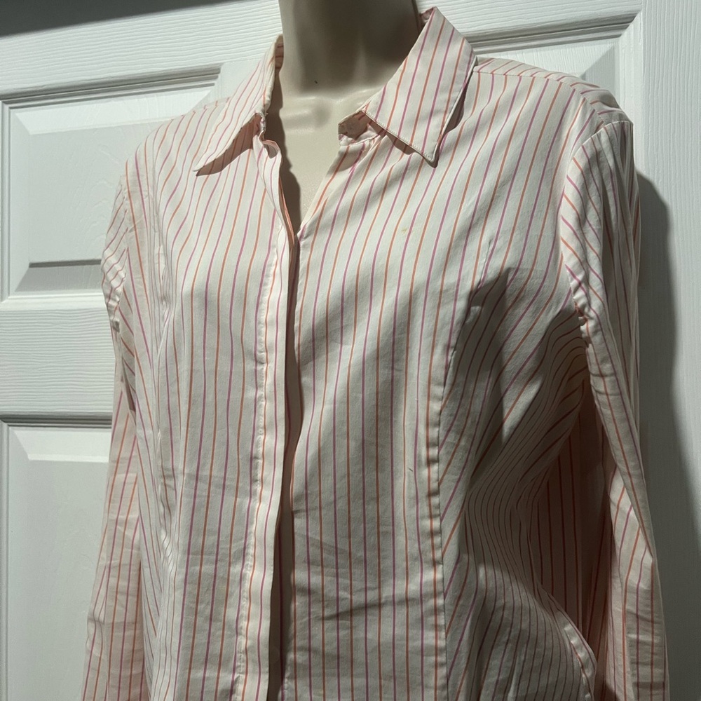 ANTONIO MELANI Pink and Orange Striped Shirt